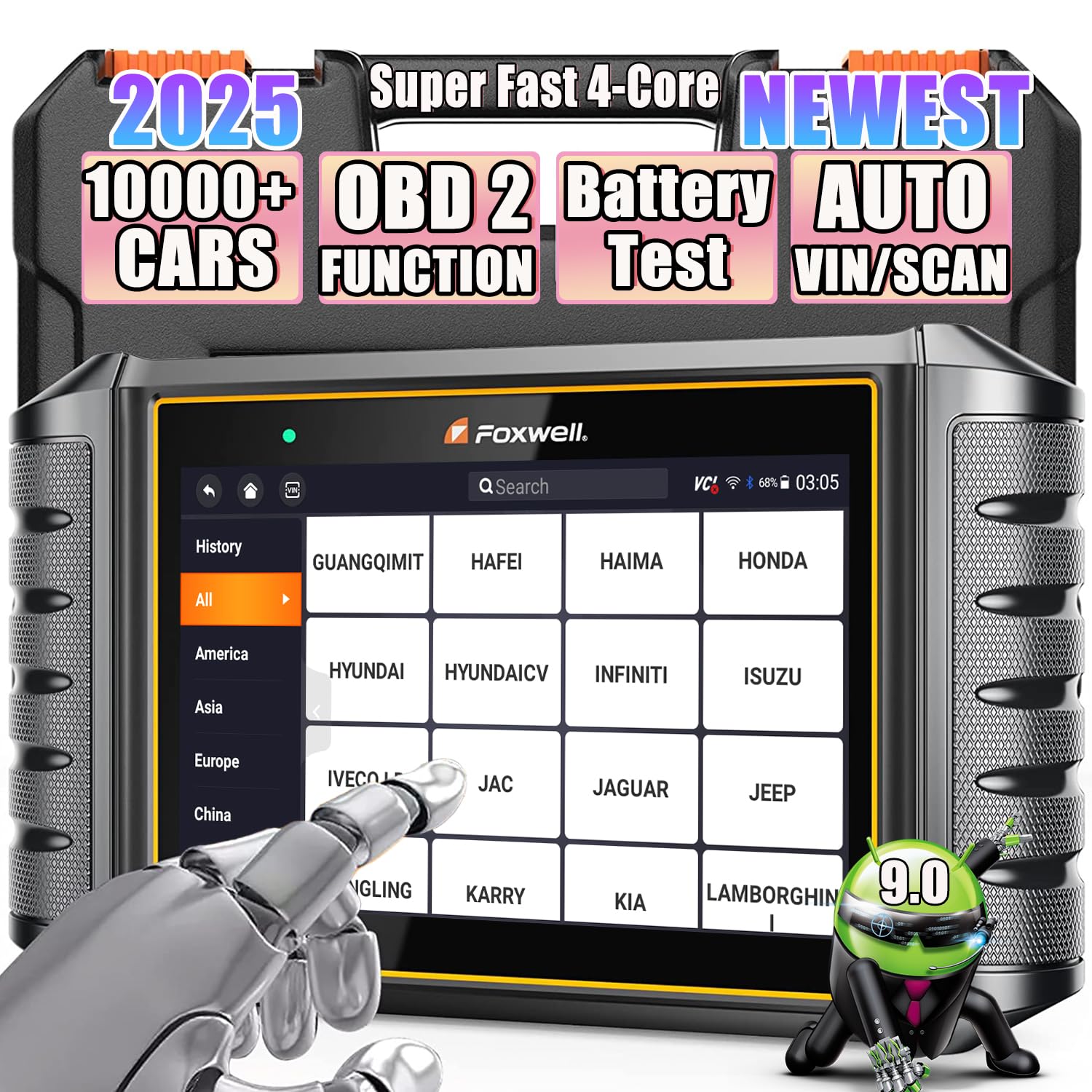 2025 FOXWELL Scanner NT706 OBD2 Scanner Diagnostic Tool with Check Engine/ABS/SRS(Airbag Scanner)/Transmission, Accurate Code Readers & Scan Tools with Battery Test, Free Update, English/Spanish Ver.