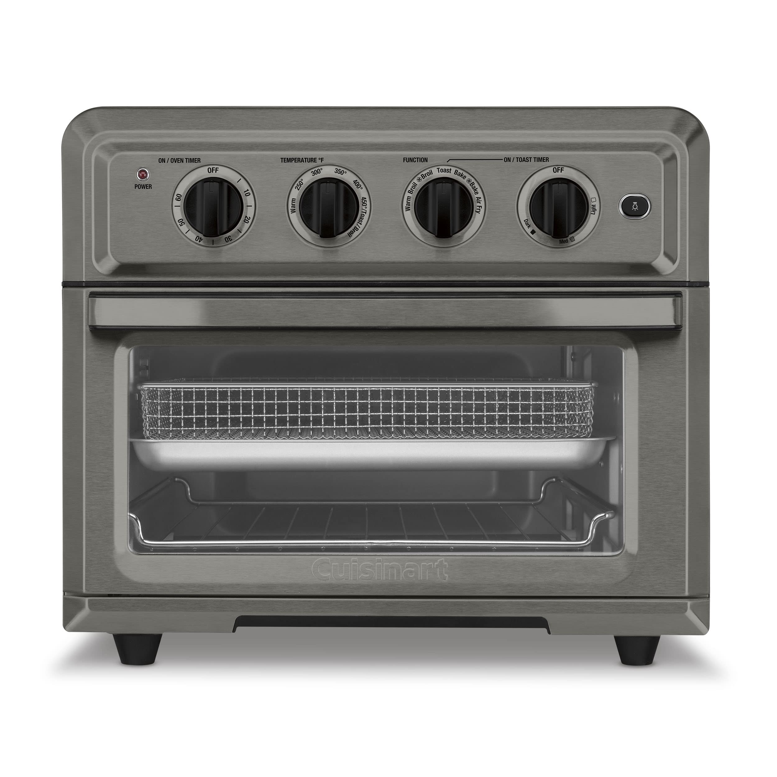 Cuisinart TOA-60BKS Convection AirFryer Toaster Oven, Premium 1800-Watt Oven with 7-in-1 Functions and Wide Temperature Range, Large Capacity AirFryer with 60-Minute Timer/Auto-Off, Black Stainless