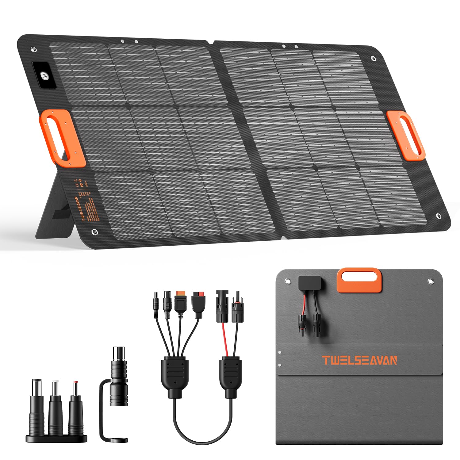 110W Portable Solar Panel for Jackery/EF/Bluetti/Anker/Goal Zero Power Station, IP68 Waterproof, 24% Efficiency, MC4 Output, ETFE Foldable Solar Charger with Adjustable Kickstand for Camping Outdoor