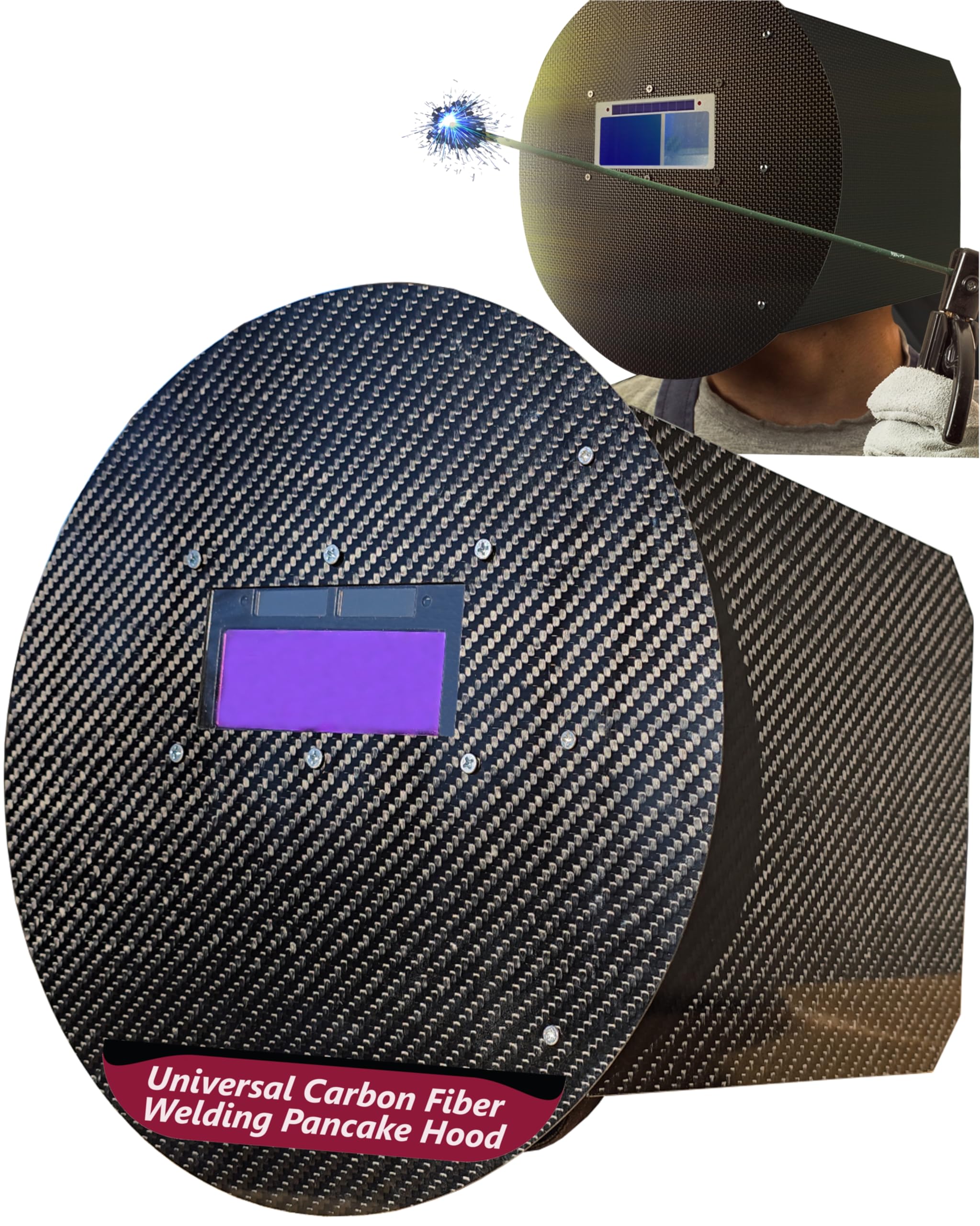 SturdyShape Pancake Welding Hood Ultralight for Pipeline Welders 10oz Carbon Fiber Pipeliner Helmet, Universal Unique Design for Automotive & Custom Fabrication Workers