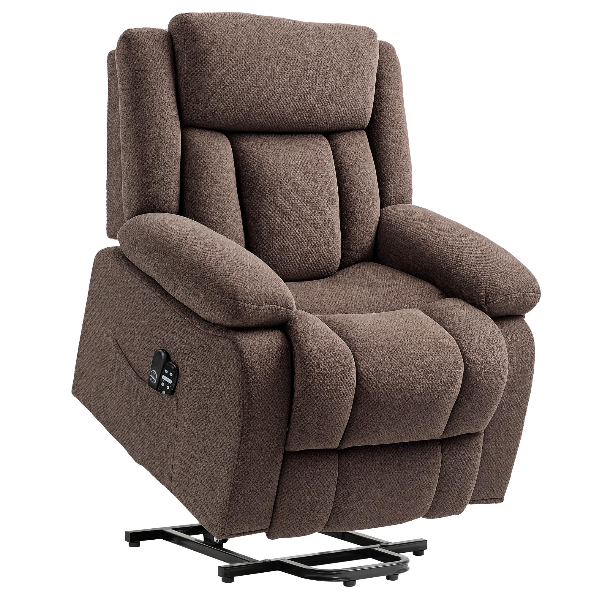 HOMCOM Power Lift Recliner Chair for Elderly with Massage and Heat, Electric Lift Chair, Fabric Massage Chair Recliner with Remote Controllers, USB Ports and Side Pockets, Overstuffed Design, Brown