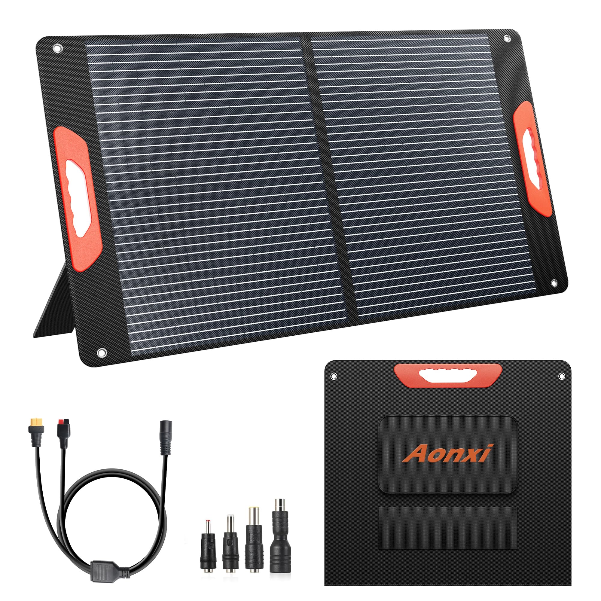 120 Watt Portable Solar Panels for Power Station, 23.5% High Efficiency, 120W Monocrystalline Foldable 20V DC Output Solar Panel Charger with QC3.0 USB-A & Type-C Output for Hiking, Outdoor Camping RV